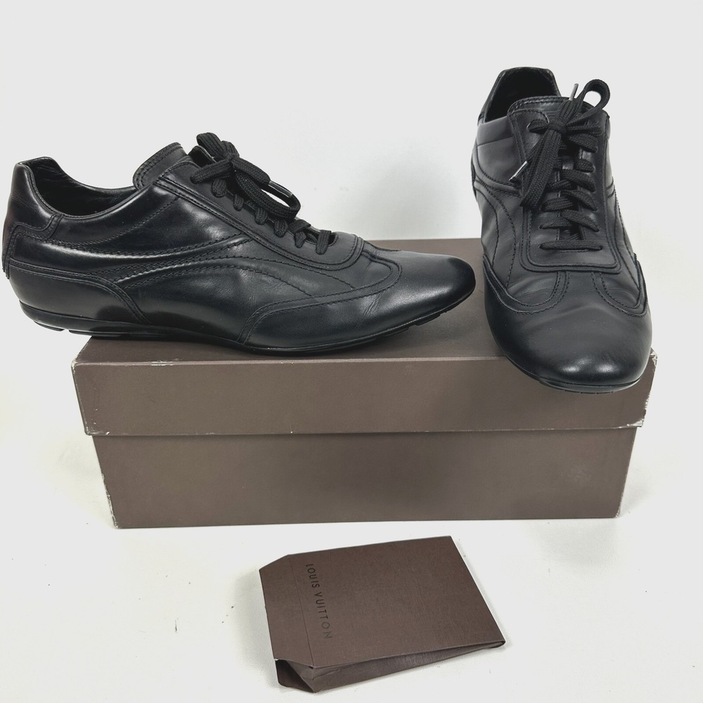 Louis Vuitton Stadium Sneakers Fashion Black Leather Men's Size 9.5 N UK‎ Calf